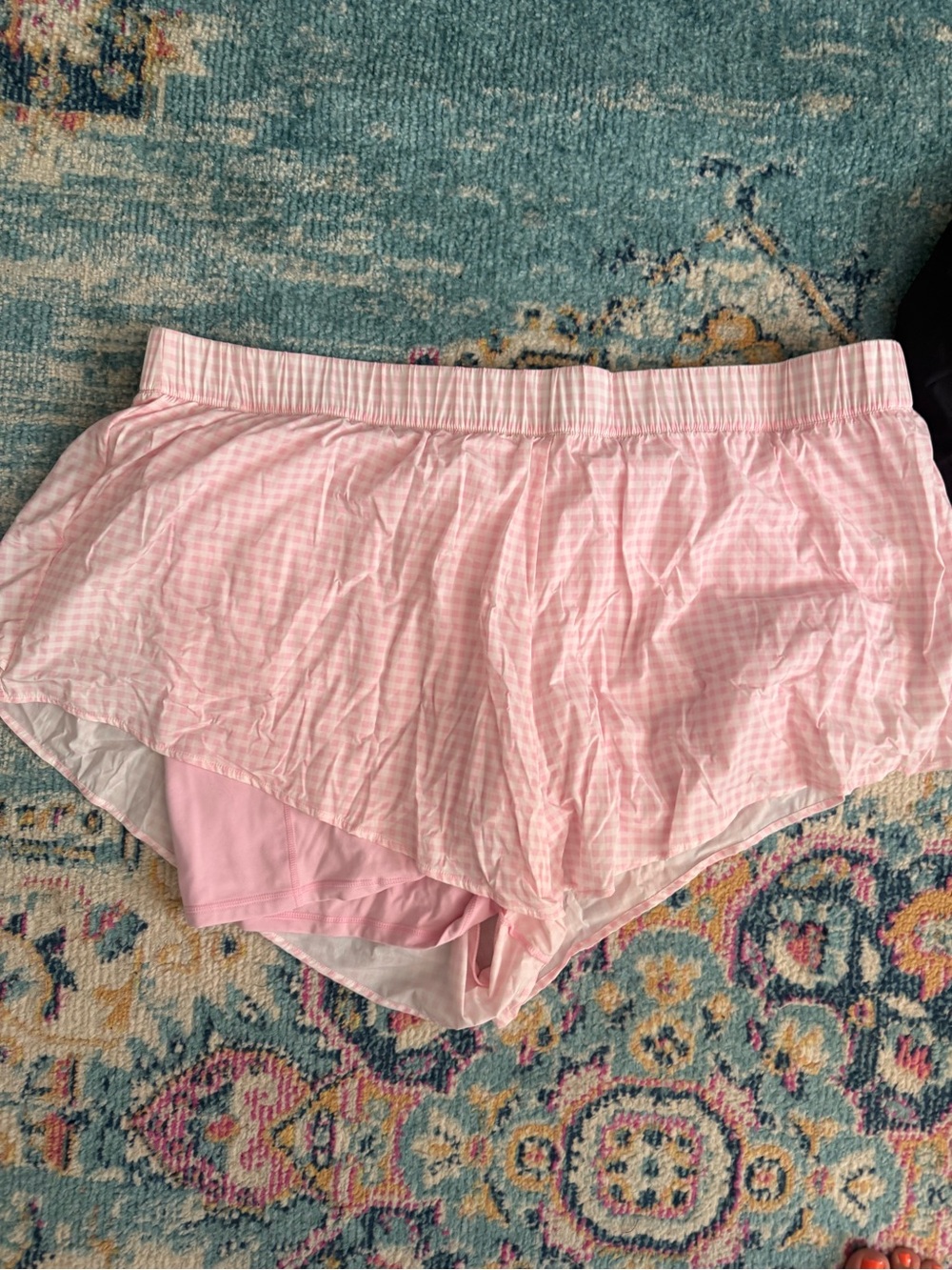Blogilates pink Gingham Lounge Shorts + Black Athletic Shorts Set - Picture 3 of 7